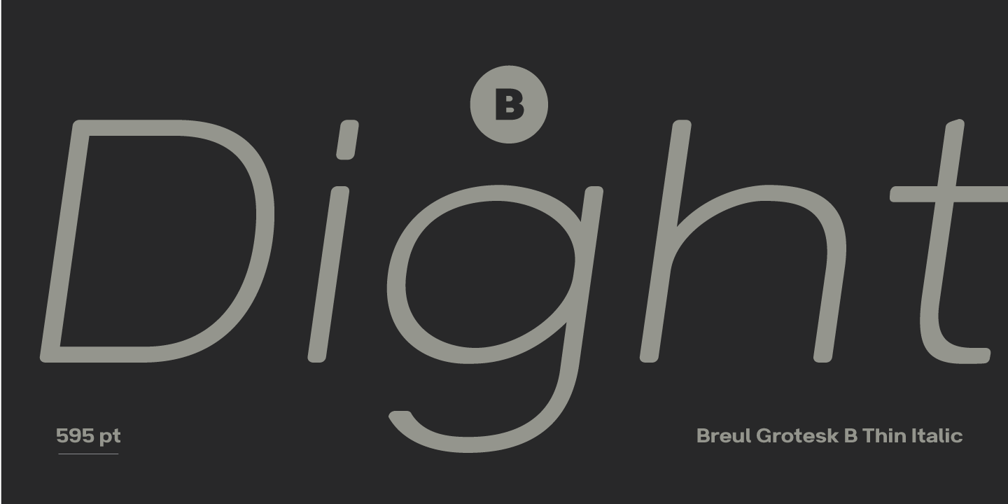 Beispiel einer Breul Grotesk B Light Italic-Schriftart